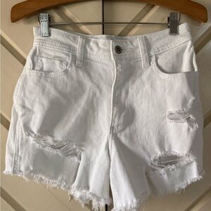 Hollister White Distressed Denim Jean Shorts